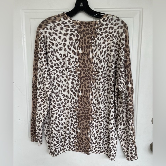 The Quacker Factory Leopard Print Cardigan Sweater Sequin Embellished Size L - Picture 4 of 4